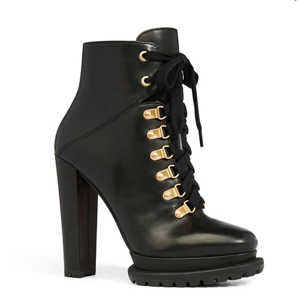 Alice & Olivia Jesna Leather Platform Lace-up Bootie Sz 37
